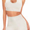 2 Piece Workout Sets for Women Seamless Yoga Outfits Ribbed Sports Bra Gym Shorts Leggings Set